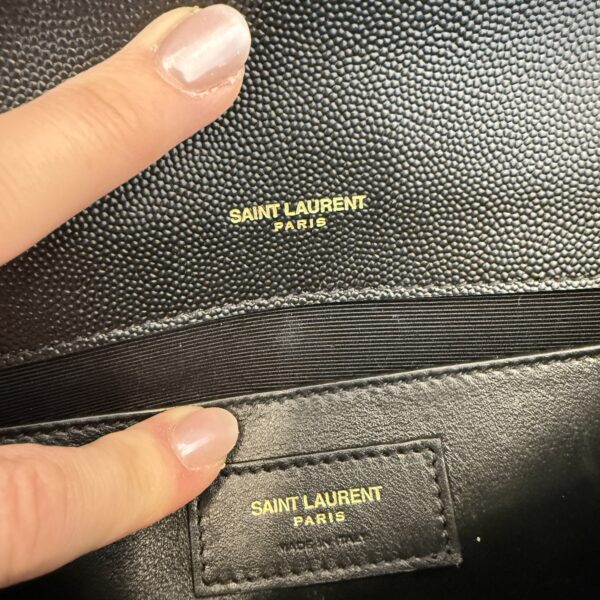 Saint Laurent (YSL) Grain De Poudre Medium Classic Monogram Kate Satchel Black Gold Hardware