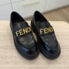 Fendi Vitello Abrasivato Fendigraphy 50mm Loafers 39 Black