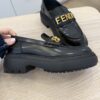 Fendi Vitello Abrasivato Fendigraphy 50mm Loafers 39 Black
