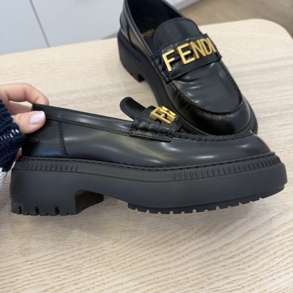 Fendi Vitello Abrasivato Fendigraphy 50mm Loafers 39 Black