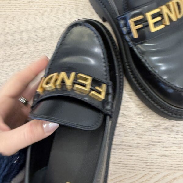 Fendi Vitello Abrasivato Fendigraphy 50mm Loafers 39 Black