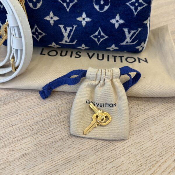 Louis Vuitton Blue/White Monogram Jacquard Velvet Match Speedy Bandouliere 20 Bag