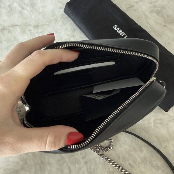 Saint Laurent Matelasse Monogram Mini Lou Camera Bag Black and Silver Hardware