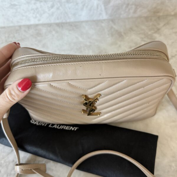 Saint Laurent (YSL) Calfskin Monogram Lou Camera Beige Gold Hardware