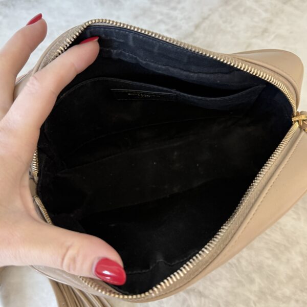 Saint Laurent (YSL) Calfskin Monogram Lou Camera Beige Gold Hardware