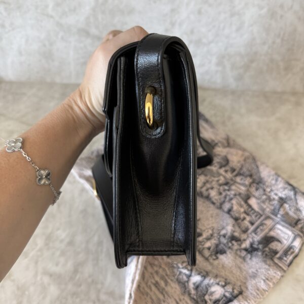 Gucci Textured Calfskin Small Torchon GG Ring Shoulder Bag Black
