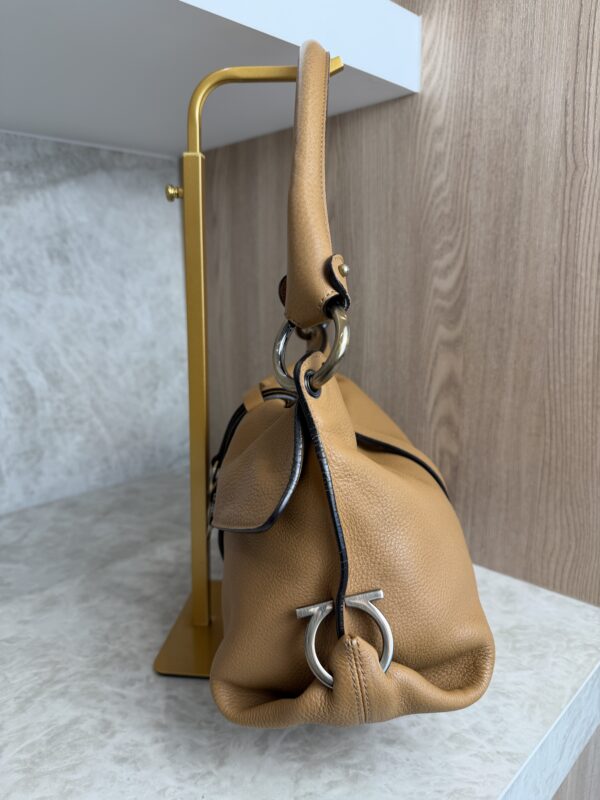 Salvatore Ferragamo Gancini Shoulder Bag Tan