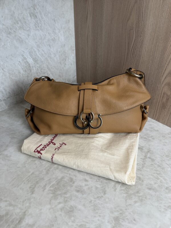 Salvatore Ferragamo Gancini Shoulder Bag Tan