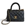 Chanel Calfskin Crystal Quilted Extra Mini Coco Handle Flap Black