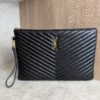 Saint Laurent (YSL) Calfskin Matelasse Chevron Monogram Document Holder Black