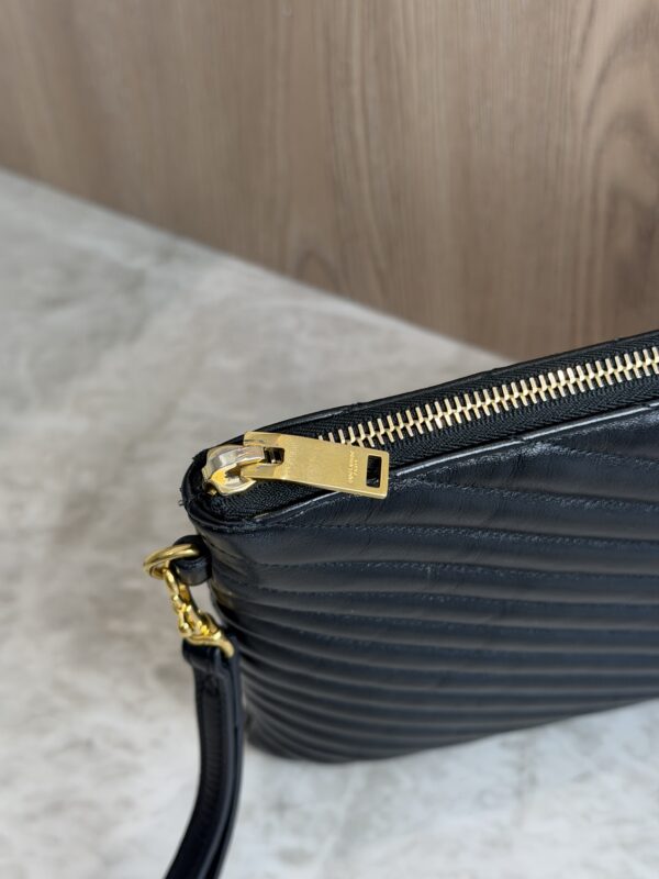 Saint Laurent (YSL) Calfskin Matelasse Chevron Monogram Document Holder Black