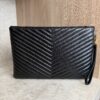 Saint Laurent (YSL) Calfskin Matelasse Chevron Monogram Document Holder Black