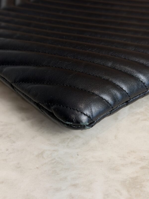 Saint Laurent (YSL) Calfskin Matelasse Chevron Monogram Document Holder Black
