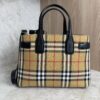 Burberry Goatskin Vintage Check Small Banner Tote Black