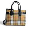 Burberry Goatskin Vintage Check Small Banner Tote Black