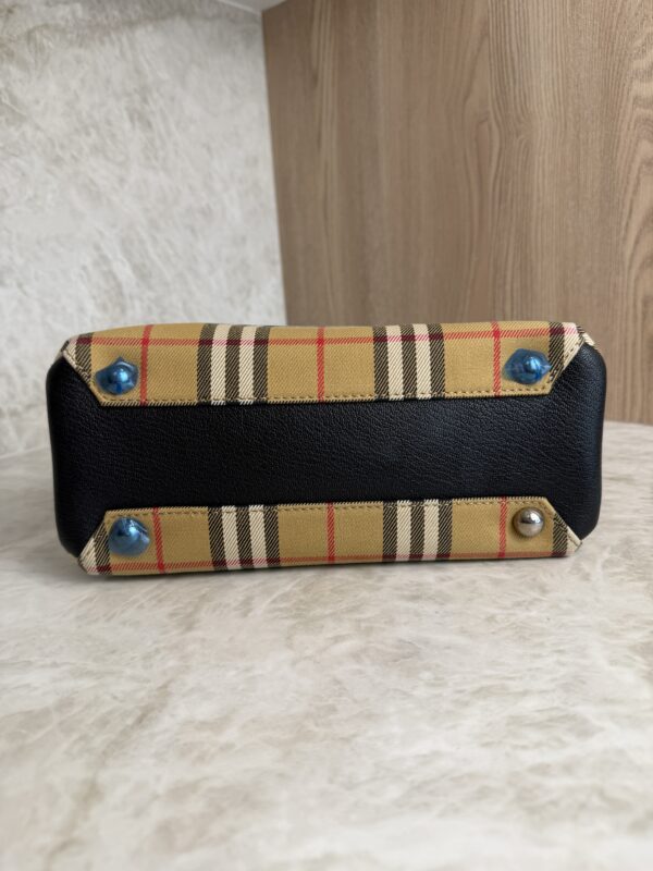 Burberry Goatskin Vintage Check Small Banner Tote Black