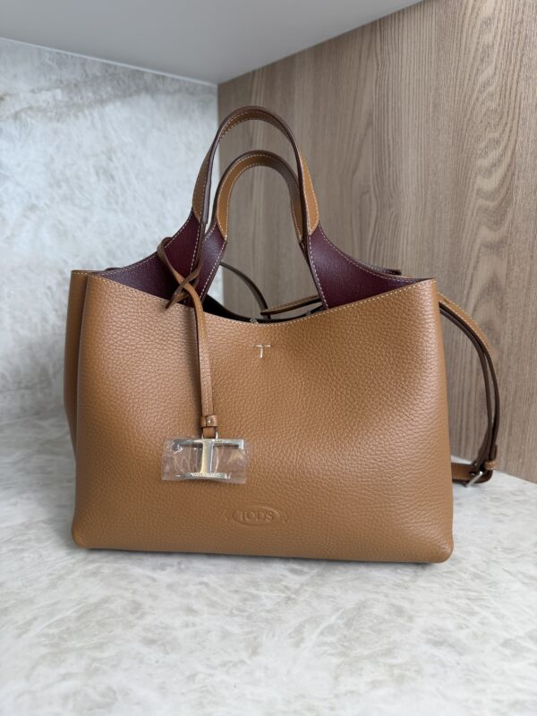 Tods Mini Leather Tote Kenia Bordeaux