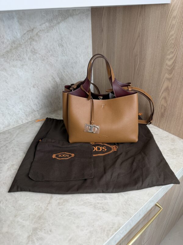 Tods Mini Leather Tote Kenia Bordeaux