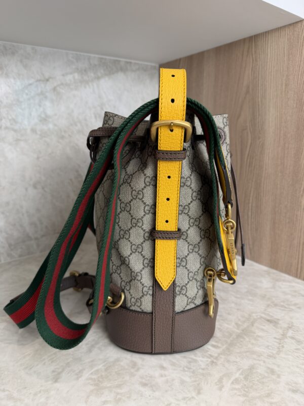 Gucci GG Supreme Monogram Neo Vintage Drawstring Bucket Backpack Beige New Acero Crop