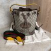 Gucci GG Supreme Monogram Neo Vintage Drawstring Bucket Backpack Beige New Acero Crop