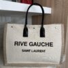 Saint Laurent (YSL) Canvas Rive Gauche Tote Naturale Black and Tan