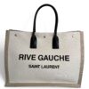 Saint Laurent (YSL) Canvas Rive Gauche Tote Naturale Black and Tan