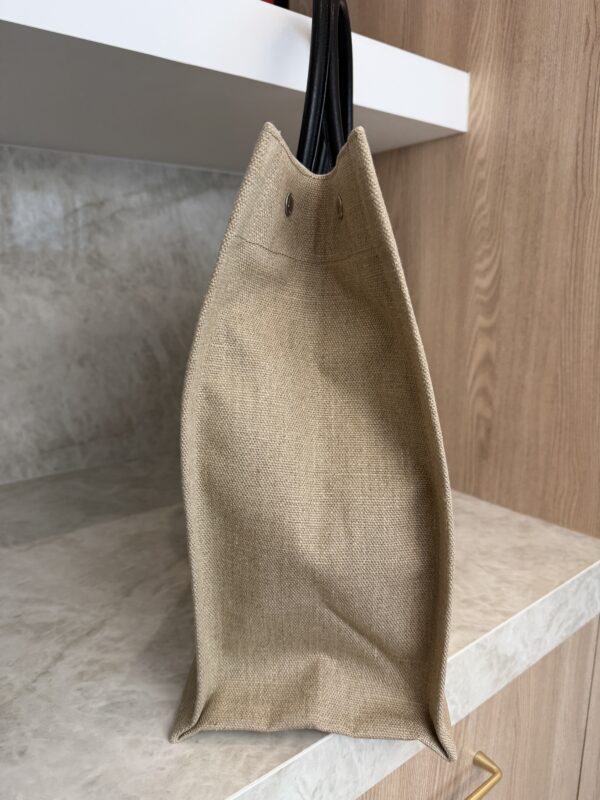 Saint Laurent (YSL) Canvas Rive Gauche Tote Naturale Black and Tan
