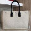 Saint Laurent (YSL) Canvas Rive Gauche Tote Naturale Black and Tan