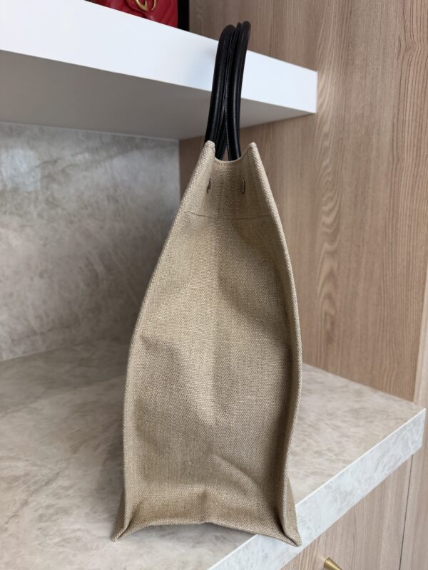 Saint Laurent (YSL) Canvas Rive Gauche Tote Naturale Black and Tan