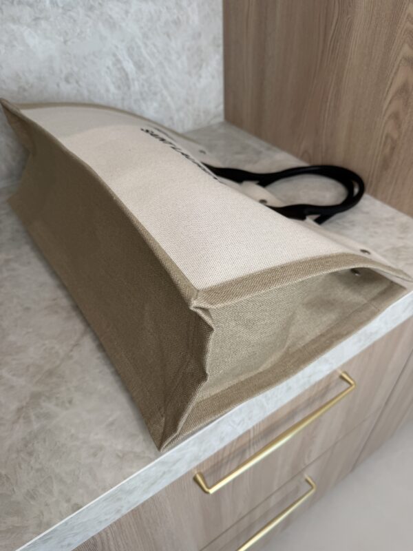 Saint Laurent (YSL) Canvas Rive Gauche Tote Naturale Black and Tan