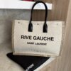 Saint Laurent (YSL) Canvas Rive Gauche Tote Naturale Black and Tan