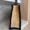 Saint Laurent (YSL) Raffia Calfskin Rive Gauche Tote Naturale Black