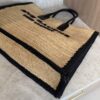 Saint Laurent (YSL) Raffia Calfskin Rive Gauche Tote Naturale Black