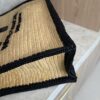 Saint Laurent (YSL) Raffia Calfskin Rive Gauche Tote Naturale Black