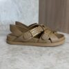 Fendi Black Leather Dad Sandals Size 38 Tan