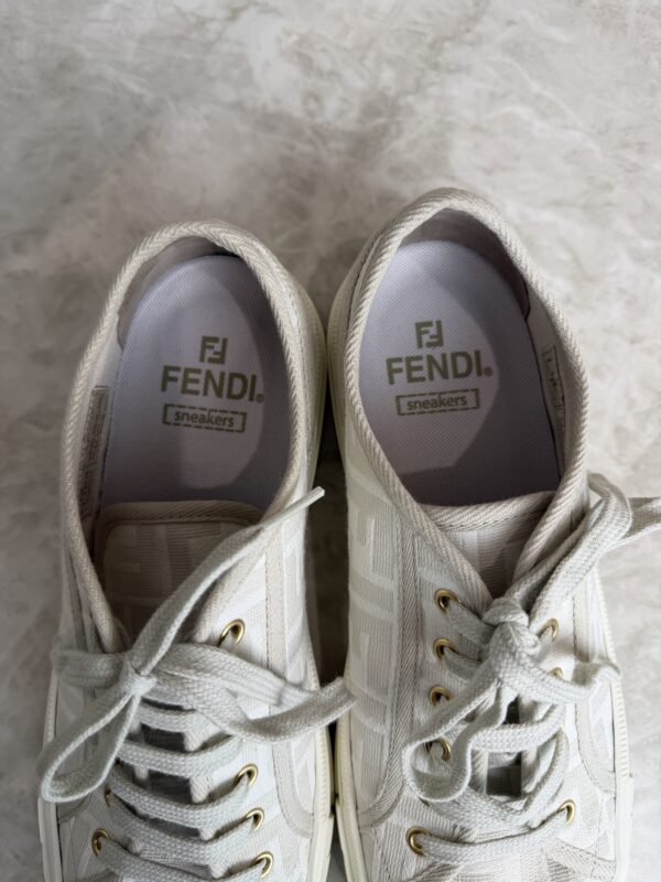 Fendi Zucca FF Logo Canvas Sneakers Womens Size: 9.5