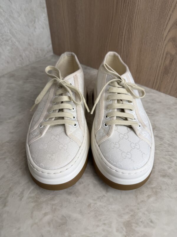 Gucci GG Monogram Jacquard Womens 1977 Tennis Platform Sneakers Size 8