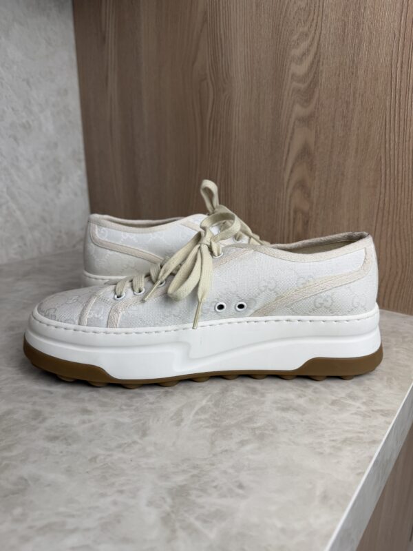 Gucci GG Monogram Jacquard Womens 1977 Tennis Platform Sneakers Size 8