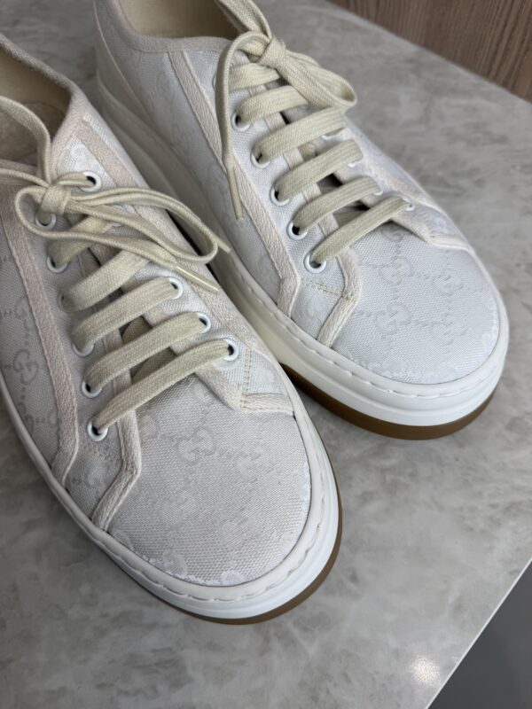 Gucci GG Monogram Jacquard Womens 1977 Tennis Platform Sneakers Size 8