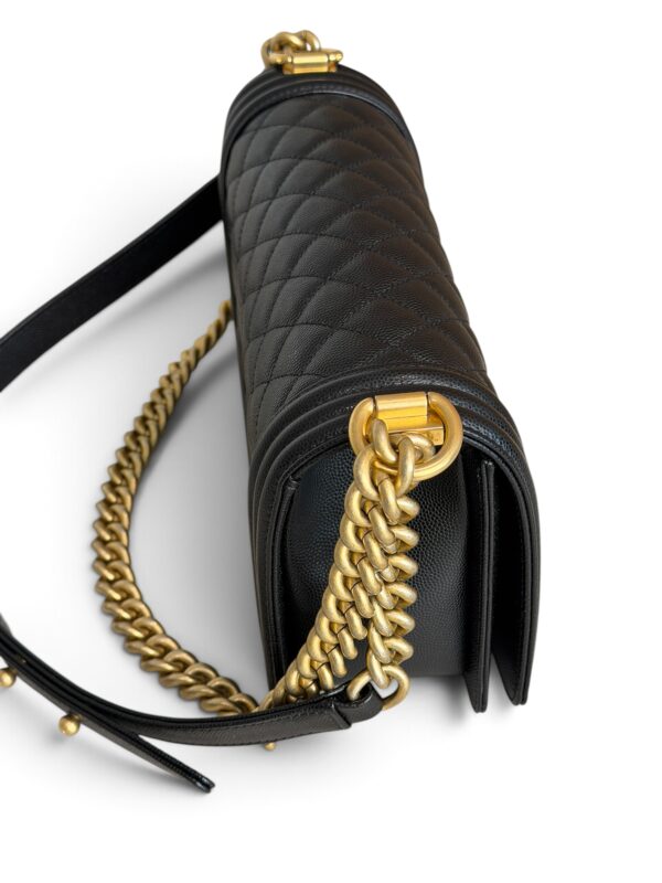 Chanel Boy Flap Bag Quilted Caviar Old Medium Gold Hardware