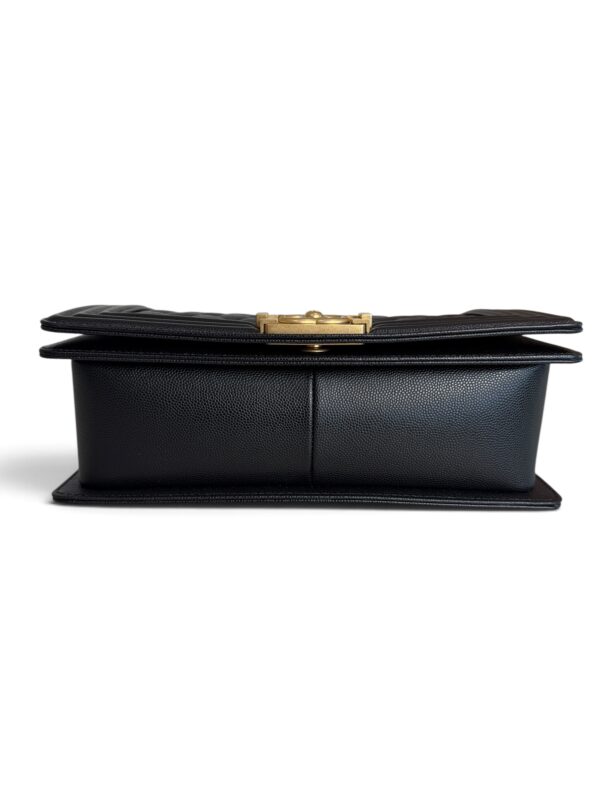 Chanel Boy Flap Bag Quilted Caviar Old Medium Gold Hardware