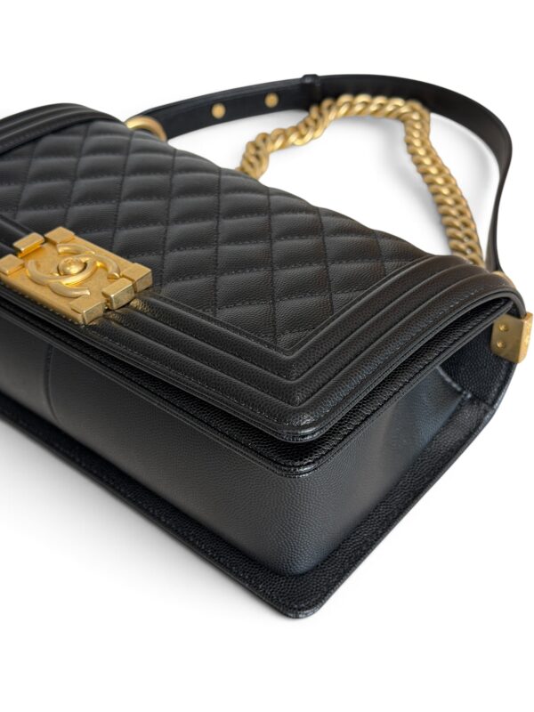 Chanel Boy Flap Bag Quilted Caviar Old Medium Gold Hardware