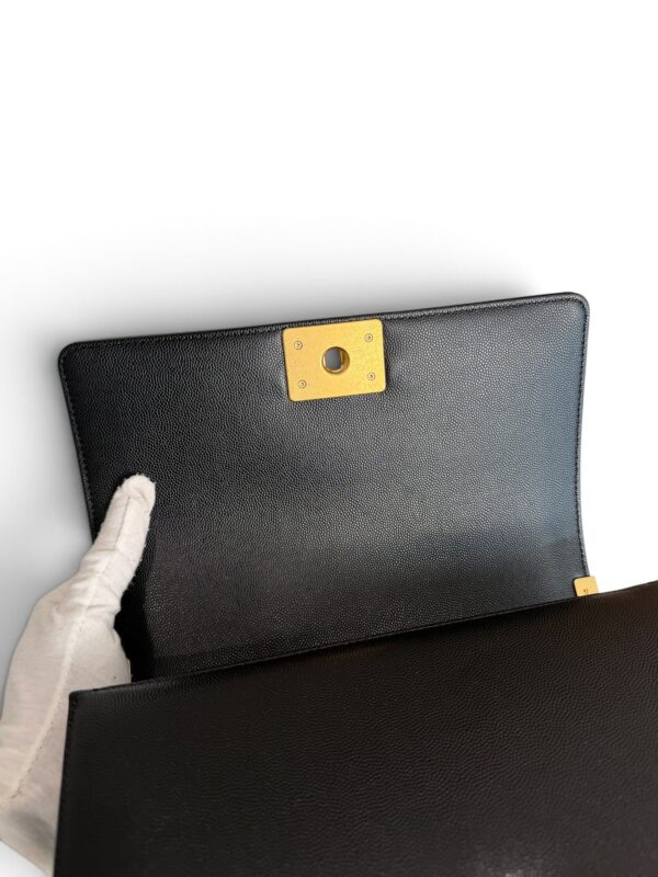 Chanel Boy Flap Bag Quilted Caviar Old Medium Gold Hardware