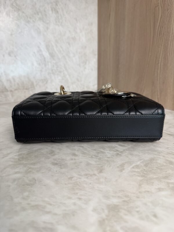 Christian Dior Lambskin Cannage Small Lady D-Joy Black Gold Hardware