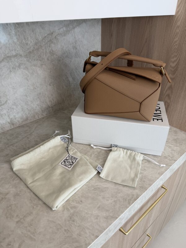 Loewe Small Puzzle Edge Bag in Soft Grained Calfskin Toffee