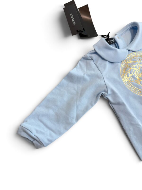 Versace Onsie Romper Size 9-12 with Hat Blue