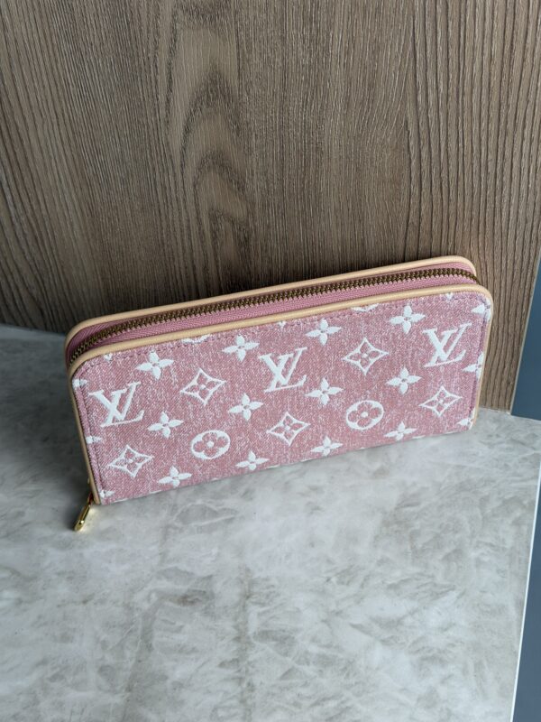 Louis Vuitton Denim Monogram Jacquard Zippy Wallet Pink