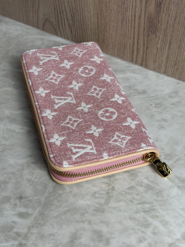 Louis Vuitton Denim Monogram Jacquard Zippy Wallet Pink