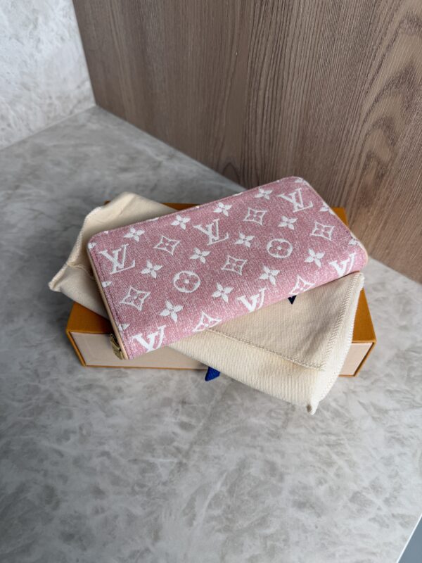 Louis Vuitton Denim Monogram Jacquard Zippy Wallet Pink