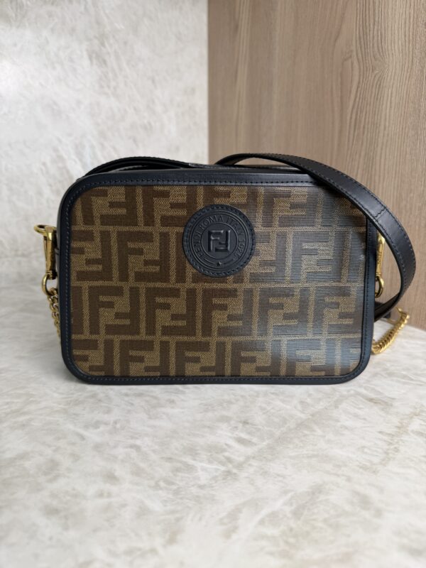 Fendi Black/Brown Coated Canvas And Leather Mini Camera Case Shoulder Bag